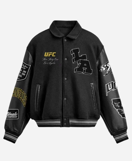LA UFC 331 Black Varsity Jacket