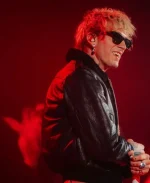 MGK Brazil Concert Shearling Collar Leather Bomber Jacket