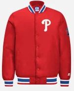 MLB Philadelphia Phillies 2026 Game Day Satin Red Varsity Jacket