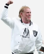 Mark Davis Preseason 2026 Raiders White Bomber Jacket
