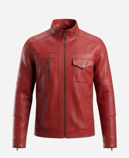 Matpat Authorized Signature Red Leather Jacket