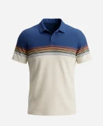 Mayday Ryan Reynolds Navy Blue & White Striped Polo T-Shirt