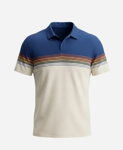 Mayday Ryan Reynolds Navy Blue & White Striped Polo T-Shirt