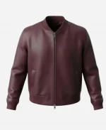 MetLife Stadium New York Giants 2026 Malik Nabers Burgundy Leather Jacket