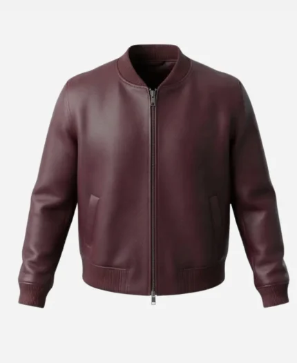 MetLife Stadium New York Giants 2026 Malik Nabers Burgundy Leather Jacket