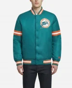 NFL Miami Dolphins Starter Courtside Satin Aqua Blue Varsity Jacket