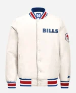 NFL Buffalo Bills 2026 Retro Game Day Satin White Varsity Jacket