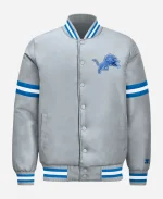 NFL Detroit Lions Courtside Starter Grey Satin Varsity Jacket