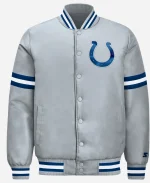  NFL Indianapolis Colts 2026 Courtside Starter Grey Satin Varsity Jacket
