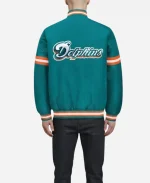 NFL Miami Dolphins Starter 2026 Courtside Satin Aqua Blue Varsity Jacket