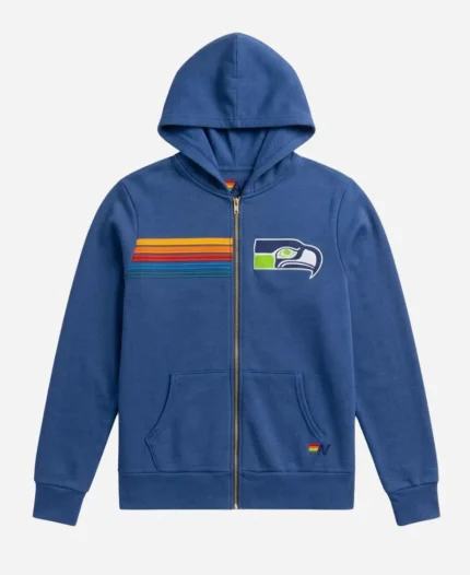 NFL Seattle Seahawks Aviator 2026 Nation College Navy Blue Tri-Blend Full-Zip Hoodie