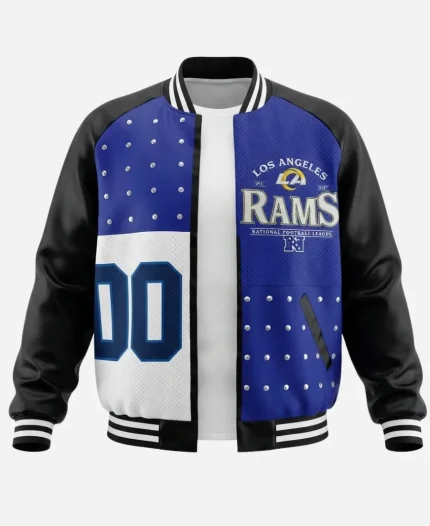 NFL Team Los Angeles Rams 2026 Gameday Couture Black & Royal Bomber Jacket