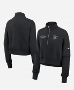 NFL Team Nike Raiders 2026 Phoenix Cropped Quarter Zip Black Sweatshirt