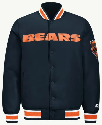NFL Team Starter Chicago Bears Across Satin Varsity Jacket