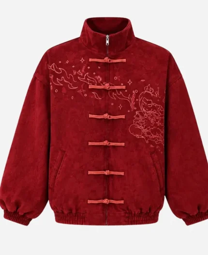 Neptun x Avatar 2026 Chinese Maroon Suede Leather Jacket