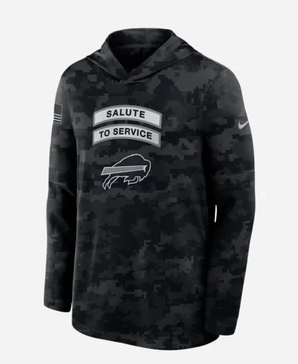 Nike Buffalo Bills 2026 Salute to Service Sideline Dri-FIT Long-Sleeve Hooded Top
