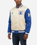 Nike College Kentucky Legacy 2026 Cream & Royal Blue Full-Snap Bomber Jacket