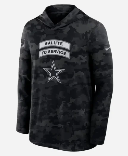 Nike Dallas Cowboys 2026 Salute to Service Sideline Dri-FIT Long Sleeve Hooded Top 
