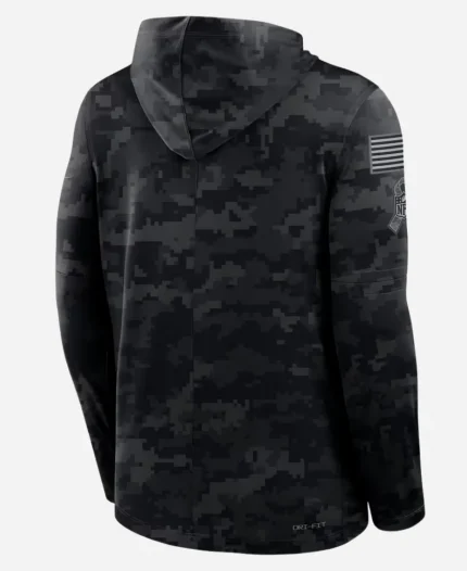 Nike NFL Eagles 2026 Salute to Service Sideline Dri-FIT Long Sleeve Black Hooded Top