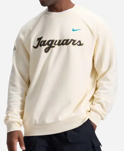 Nike Jacksonville Jaguars 2026 Rivalries Cream Dri-FIT Crew Pullover Sweatshirt