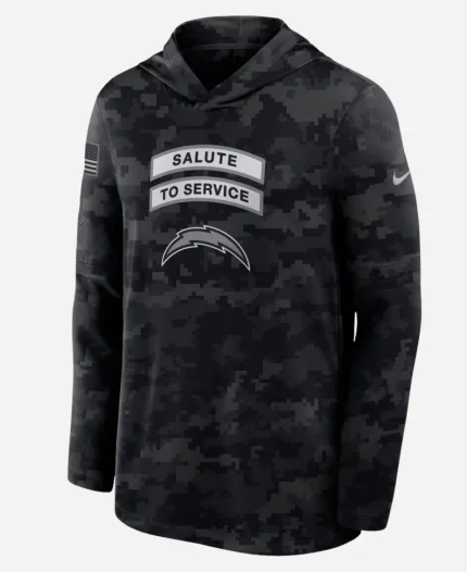 Nike Los Angeles Chargers 2026 Salute to Service Sideline Dri-FIT Long Sleeve Hooded Top
