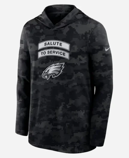Nike NFL Eagles 2026 Salute to Service Sideline Dri-FIT Long Sleeve Hooded Top