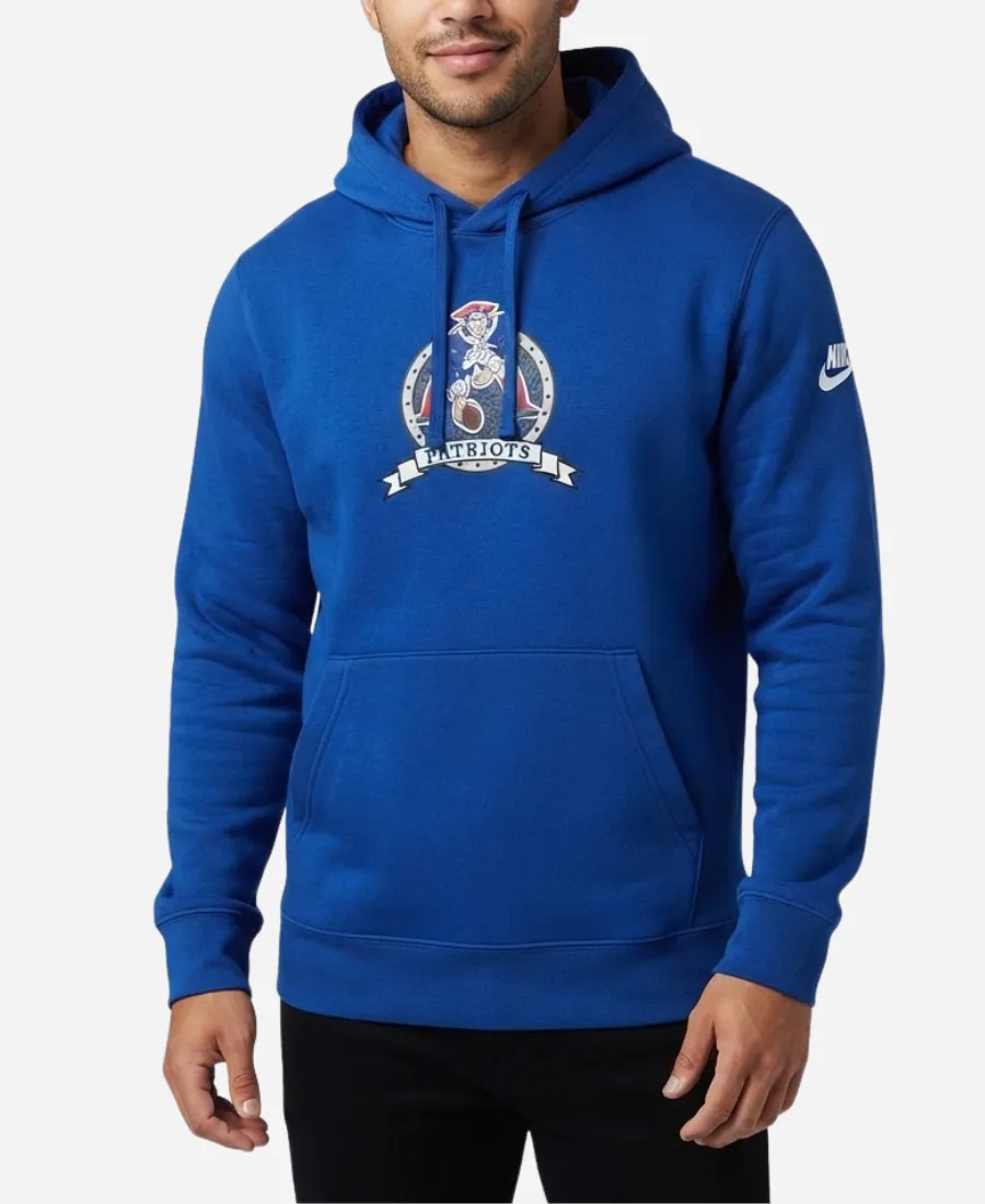 Nike NFL Team New England Patriots Rewind Club Royal Blue Hoodie Nike NFL Team New England Patriots 2026 Rewind Club Royal Blue Hoodie
