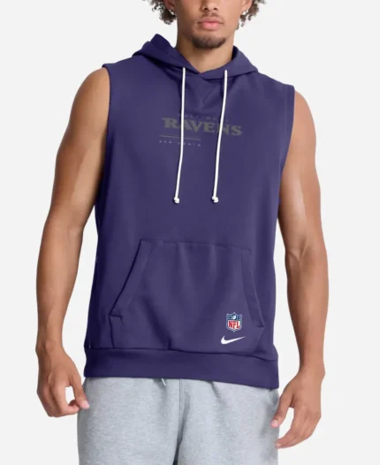 Nike Ravens Sideline Sleeveless Purple Hoodie