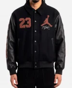 Nike x Jordan London LDN 23 Black Leather Varsity Jacket