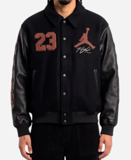Nike x Jordan London LDN 23 Black Leather Varsity Jacket