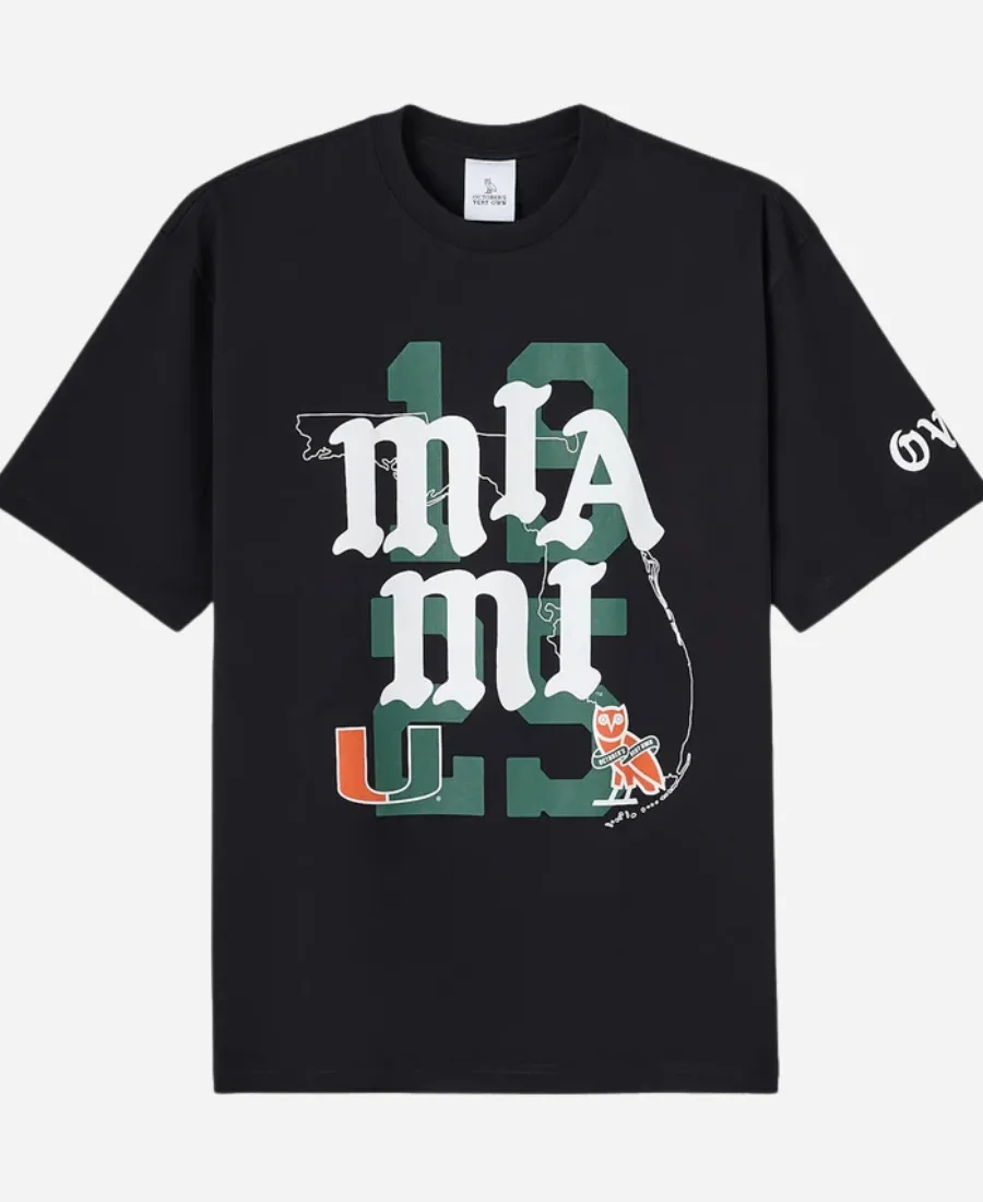 OVO Campus 02 USA Collection University of Miami Black T-Shirt OVO University of Miami T-Shirt