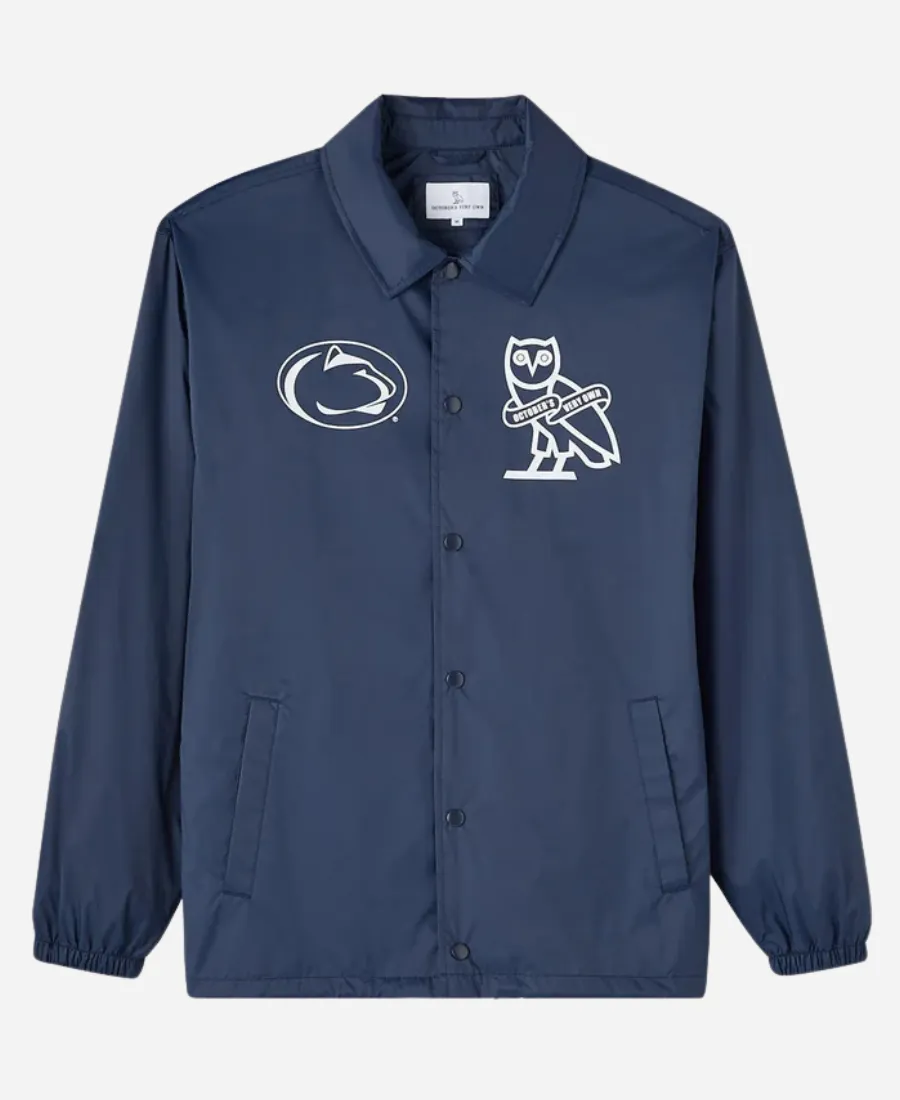 OVO Penn State Coaches Jacket OVO Campus 02 USA Collection Penn State Coaches Navy Blue Jacket
