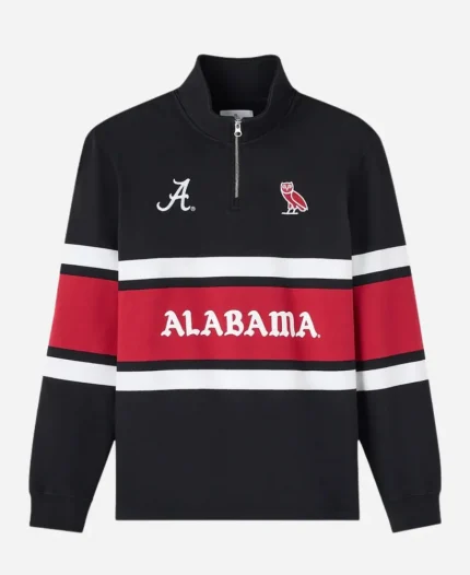 OVO Campus 02 USA Collection University of Alabama Black Quarter-Zip Rugby Sweatshirt