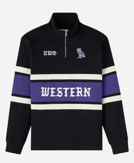 OVO WOVO Western University Rugby Sweatshirtstern University Half-Zip Rugby Sweatshirt