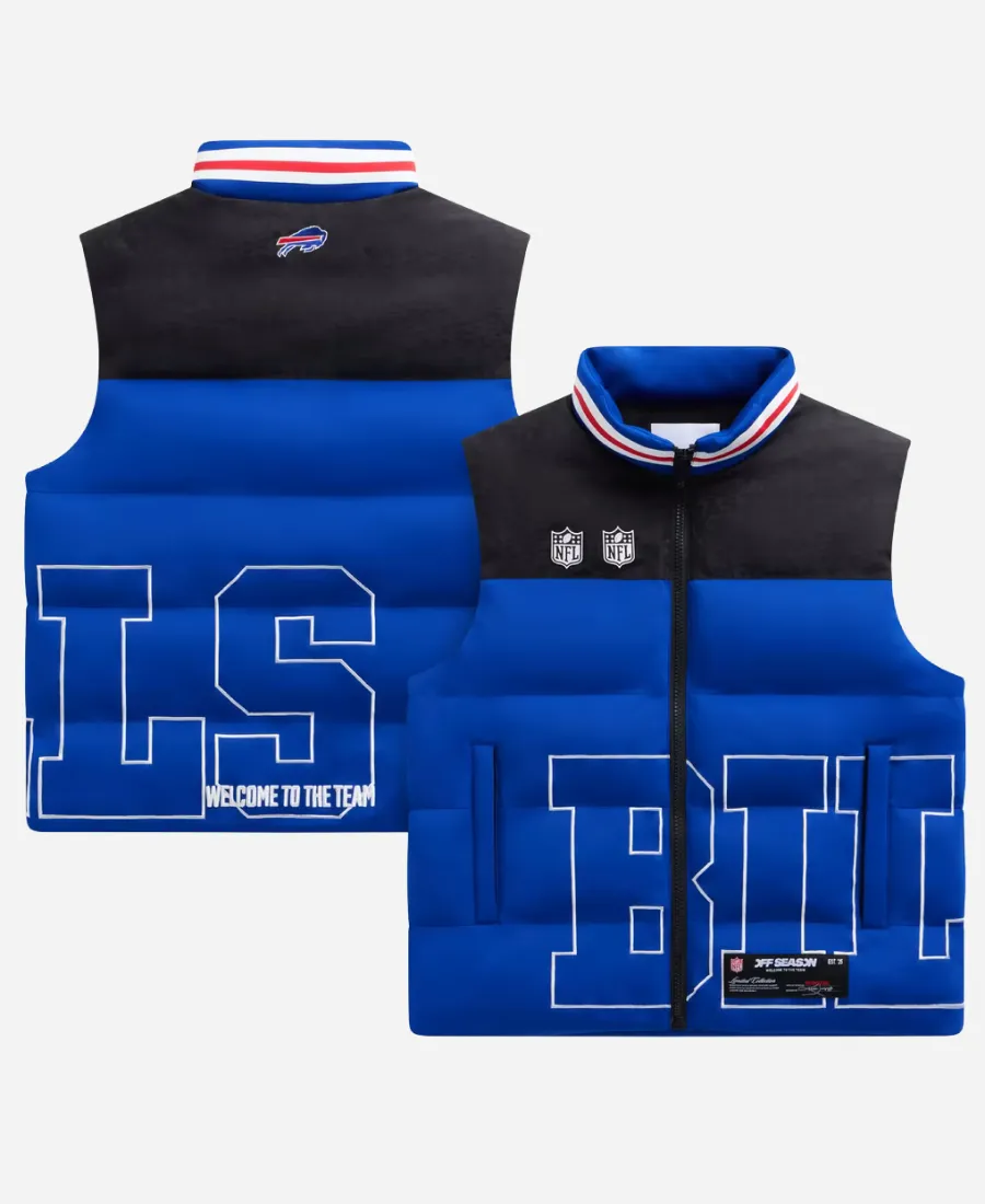 Off Season x NFL Buffalo Bills Team 2026 Puffer Vest Off Season x NFL Buffalo Bills Team 2026 Royal Blue Puffer Vest