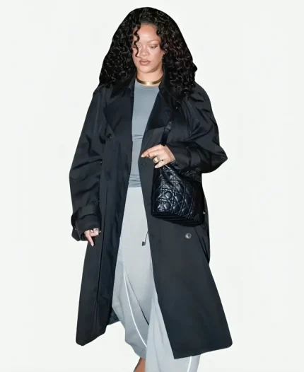 César Restaurant Rihanna Saint Laurent Silk Trench Coat