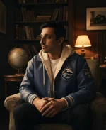 Riz Ahmed Bait Season 01 Blue Leather Jacket