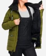 Rose Leslie Vigil S03 Green Puffer Hooded Jacket