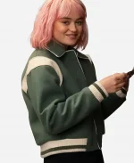 Scarlett Rayner Trying 2026 Princess Green Varsity Jacket