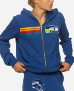 NFL Seattle Seahawks Aviator Nation College Navy Blue Tri-Blend Full-Zip Hoodie