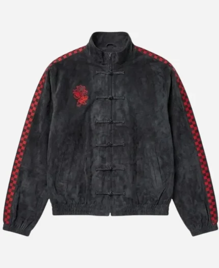  Shadow The Hedgehog Black Suede Bomber Jacket