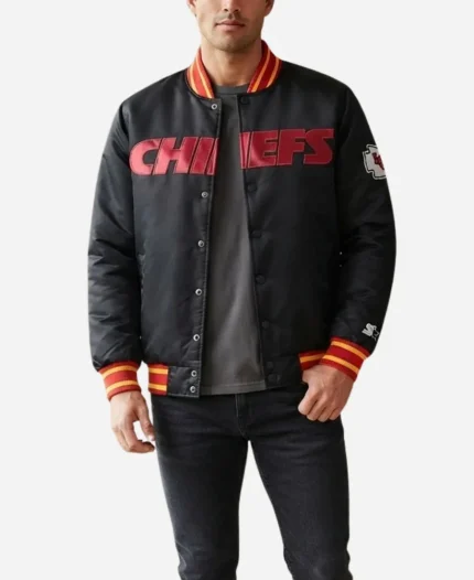 Starter NFL Team Kansas City Chiefs 2026 Across Satin Varsity Jacket
