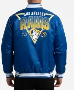 Starter LA Rams 2026 Triangle Printed Graphic Satin Royal Blue Varsity Jacket