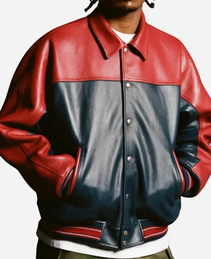 Supreme x A.PRESSE FW 2026 PARK VIEW Red & Dark Blue Leather Jacket