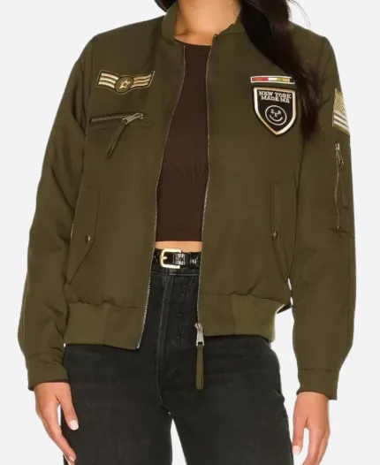 TV Series RHOC S20 Gina Kirschenheiter Olive Green Military Bomber Jacket