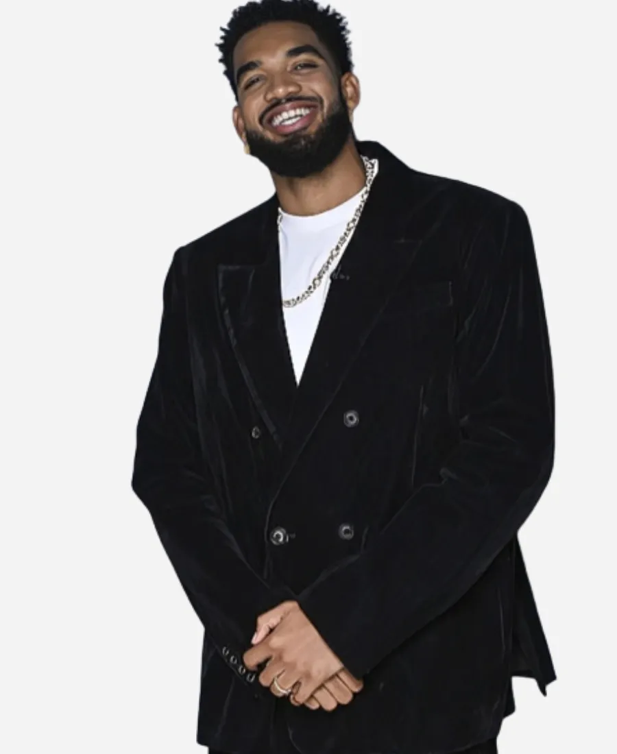 The Tonight Show Starring Jimmy Fallon 2026 Karl-Anthony Towns Black Velvet Blazer The Tonight Show Starring Jimmy Fallon 2026 Karl-Anthony Towns Velvet Blazer