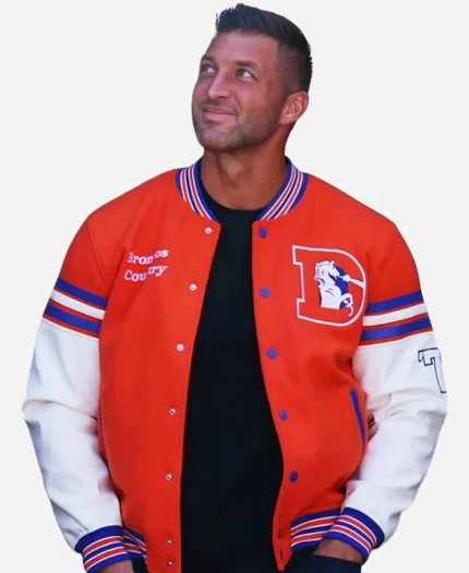 Tim Tebow Denver Broncos Orange & White Varsity jacket