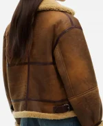 Tommy Hilfiger Natural Cognac Shearling Leather Aviator Jacket