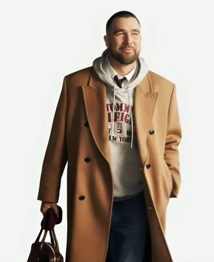 Travis Kelce Tommy Hilfiger Brown Coat NYC Travis Kelce Coat