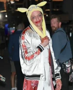 Tommy Karate Pete Davidson White Satin Bomber Jacket